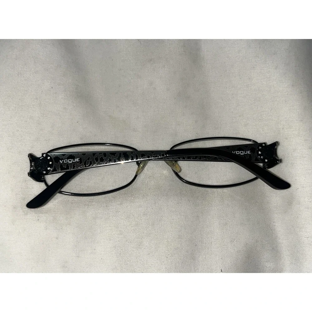 Vogue VO3745-B 352 Black Silver Chip Style Paint Metal Designer Eyeglasses 53-16